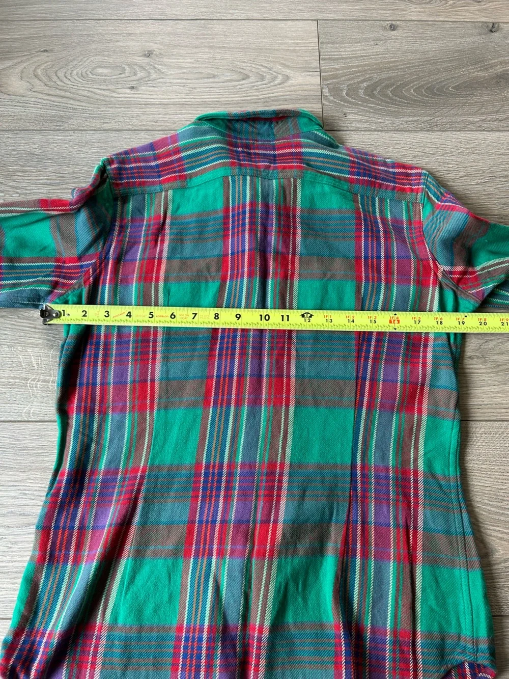 Ralph Lauren Green Plaid Flannel Button-Down Shirt Size 12